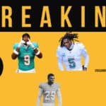 Graphic featuring Jalen Ramsey, Jonnu Smith, and Minkah Fitzpatrick as part of a major Steelers-Dolphins trade