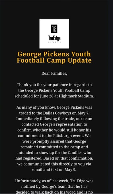 George Pickens Skips Kids Camp—Pat Freiermuth Steps Up as Steelers Embrace High-Character Culture 2 georgepickencamp